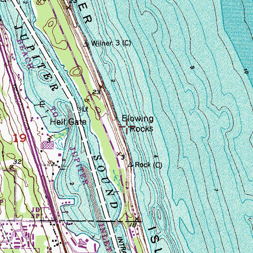 Topographic Map of Blowing Rocks, FL