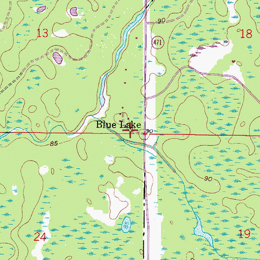 Topographic Map of Blue Lake, FL
