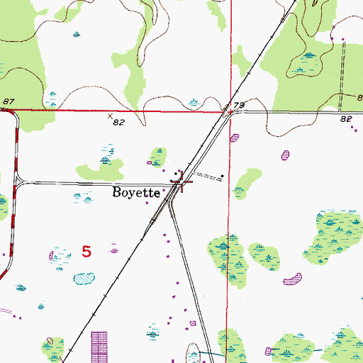 Topographic Map of Boyette, FL