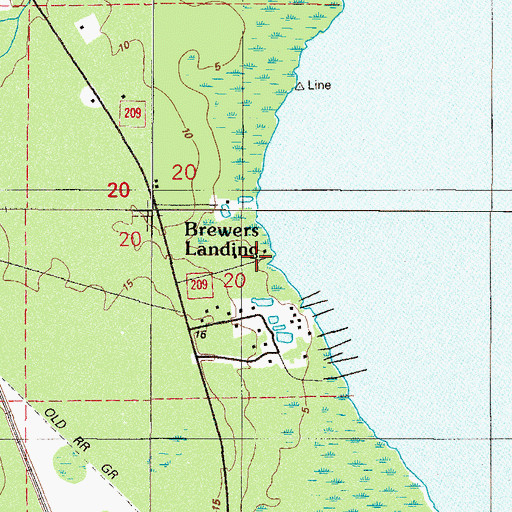Topographic Map of Brewers Landing, FL