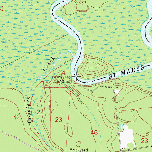 Topographic Map of Brickyard Landing, FL