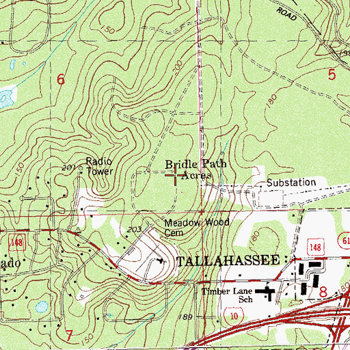 Topographic Map of Bridle Path Acres, FL