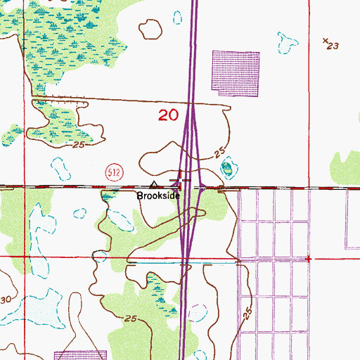 Topographic Map of Brookside, FL