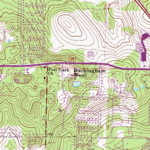 Topographic Map of Buckingham West, FL