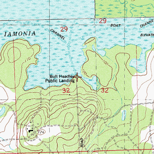 Topographic Map of Bull Headley Public Landing, FL