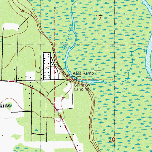 Topographic Map of Burgess Landing, FL