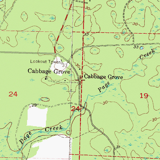 Topographic Map of Cabbage Grove, FL