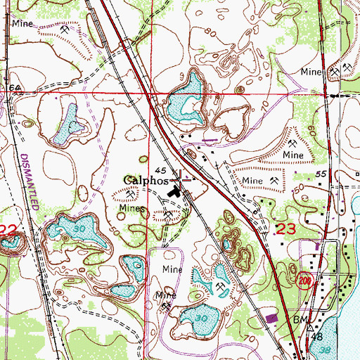 Topographic Map of Calphos, FL