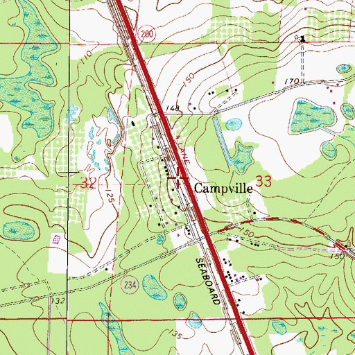 Topographic Map of Campville, FL