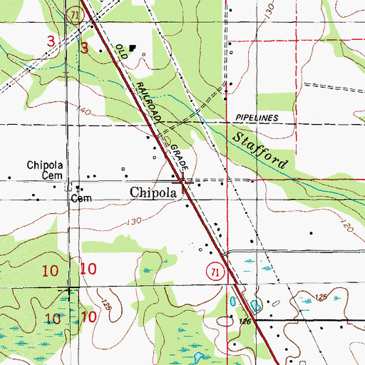 Topographic Map of Chipola, FL
