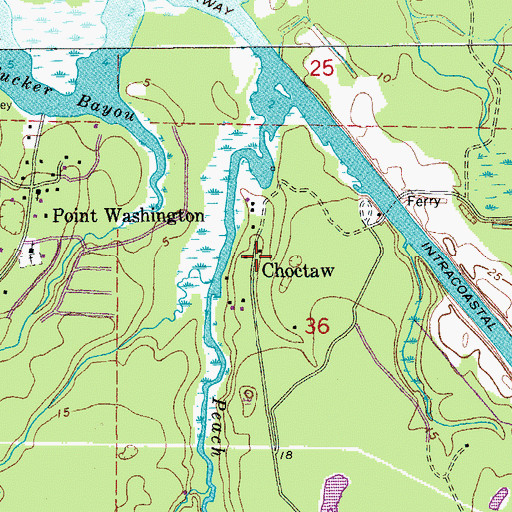 Topographic Map of Choctaw, FL