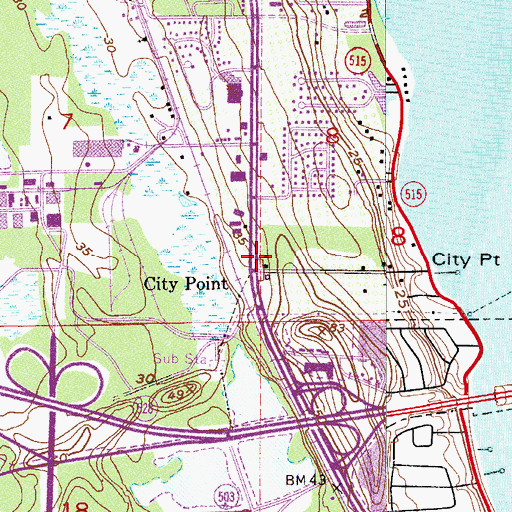 Topographic Map of City Point, FL