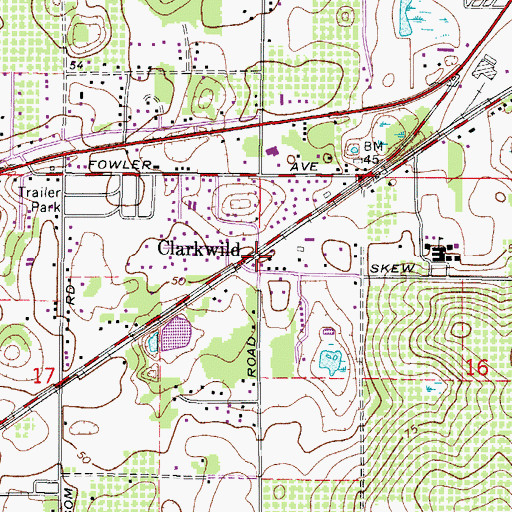 Topographic Map of Clarkwild, FL