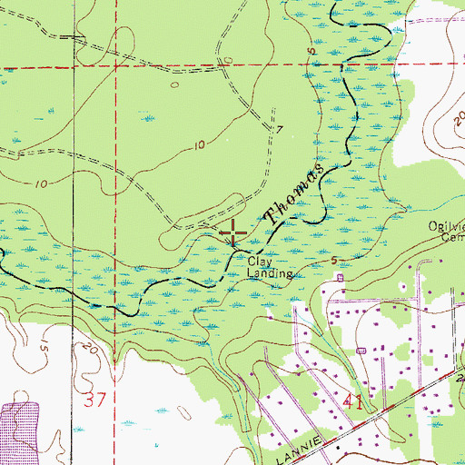 Topographic Map of Clay Landing, FL