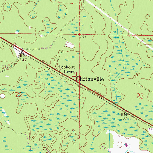 Topographic Map of Cliftonville, FL