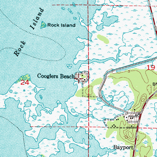 Topographic Map of Cooglers Beach, FL