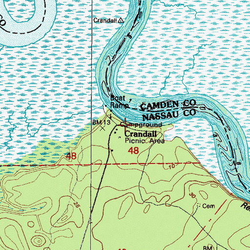 Topographic Map of Crandall, FL