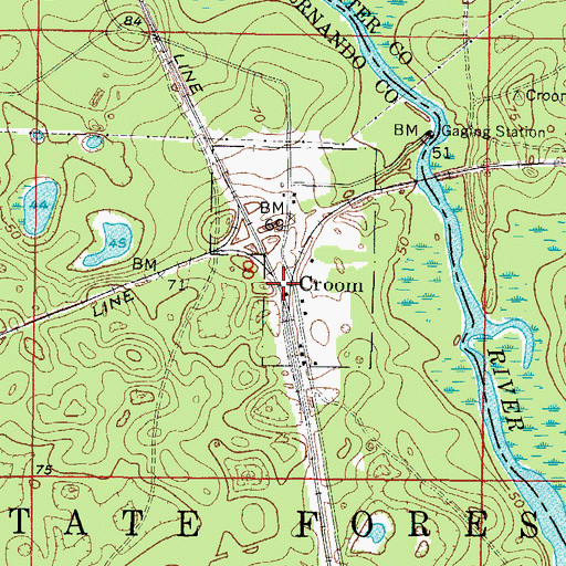Topographic Map of Croom, FL