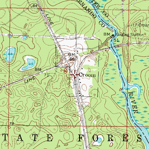 Topographic Map of Croom, FL