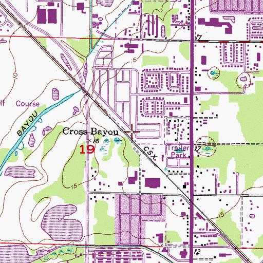 Topographic Map of Cross Bayou, FL