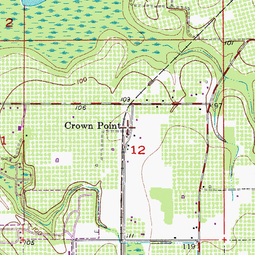 Topographic Map of Crown Point, FL