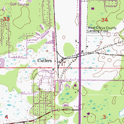 Topographic Map of Cutlers, FL