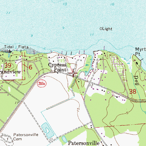 Topographic Map of Cypress Point, FL