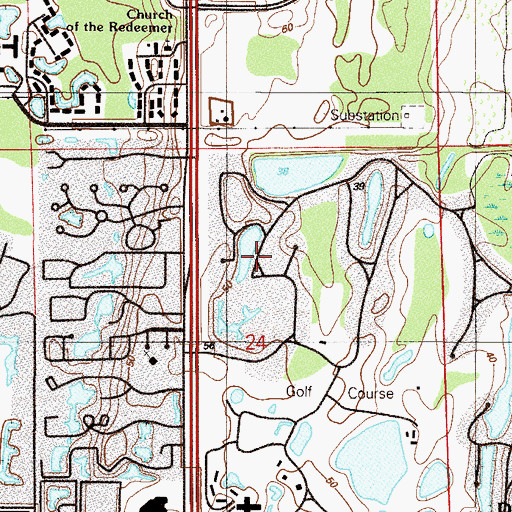 Topographic Map of Deerwood Club, FL