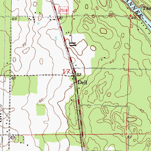 Topographic Map of Dell, FL