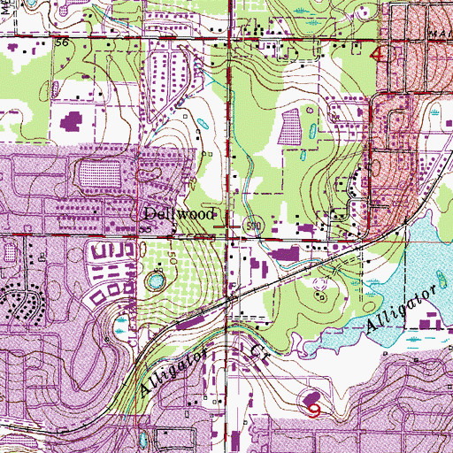 Topographic Map of Dellwood, FL