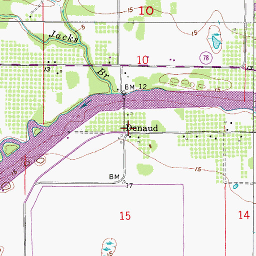Topographic Map of Denaud, FL