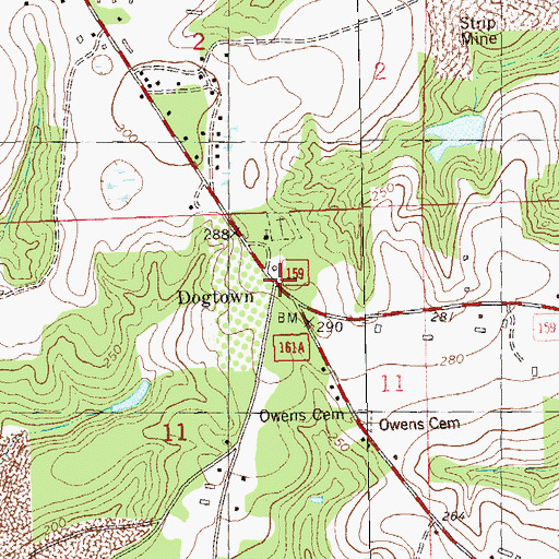 Topographic Map of Dogtown, FL