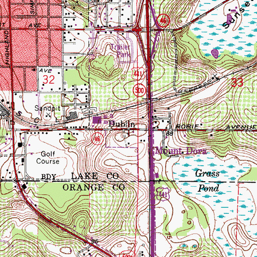 Topographic Map of Dublin, FL