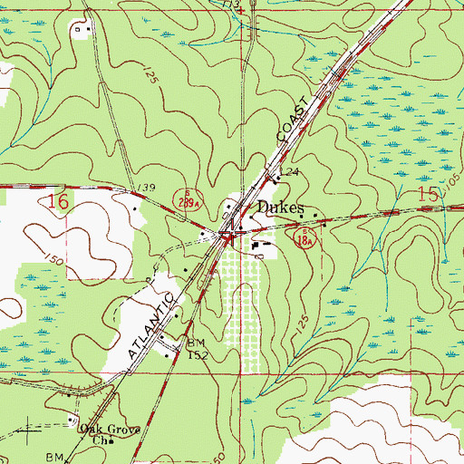Topographic Map of Dukes, FL