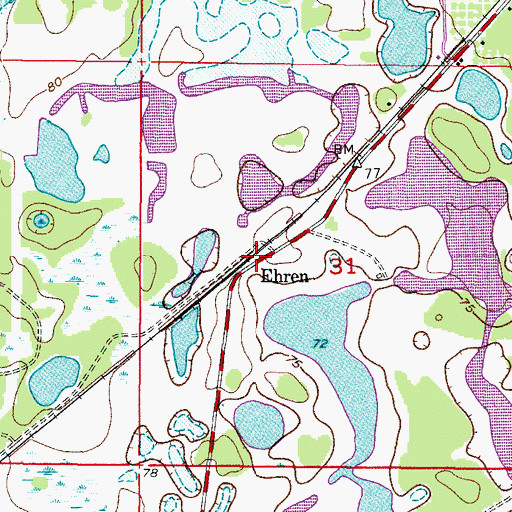 Topographic Map of Ehren, FL
