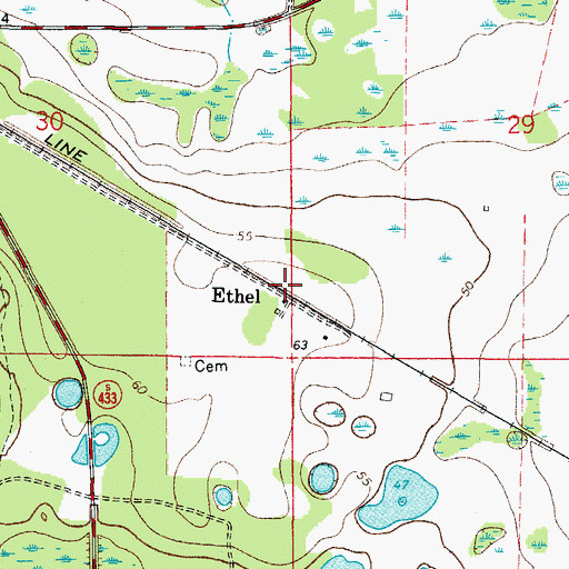 Topographic Map of Ethel, FL