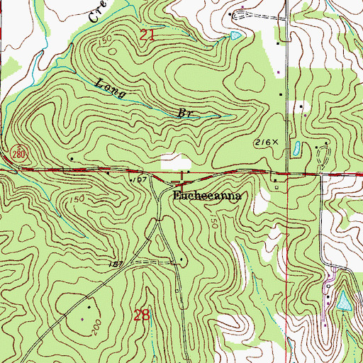 Topographic Map of Eucheeanna, FL