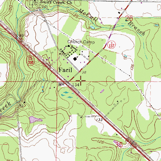 Topographic Map of Facil, FL