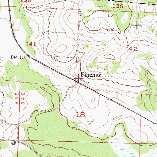 Topographic Map of Fincher, FL
