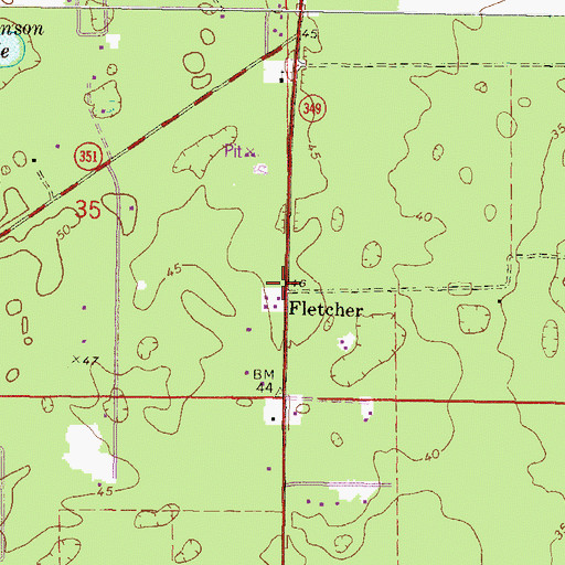 Topographic Map of Fletcher, FL