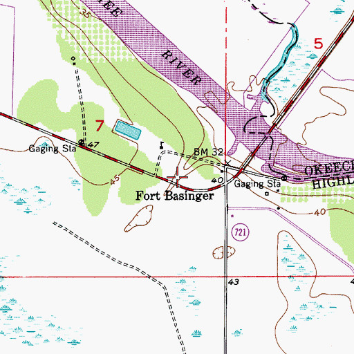 Topographic Map of Fort Basinger, FL