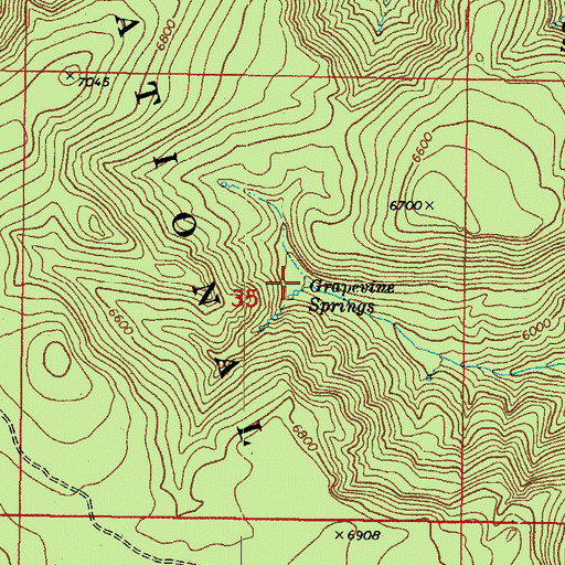 Topographic Map of Grapevine Springs, AZ