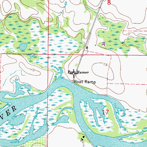 Topographic Map of Fort Hamer, FL