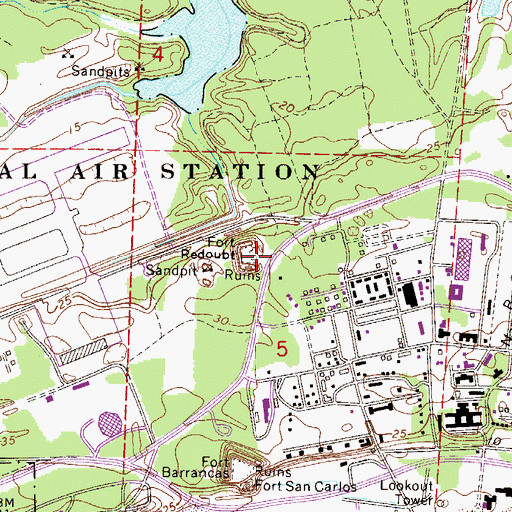 Topographic Map of Fort Redoubt (historical), FL