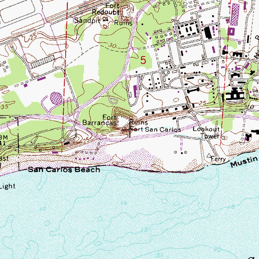 Topographic Map of Fort San Carlos (historical), FL