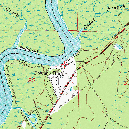 Topographic Map of Fowlers Bluff, FL