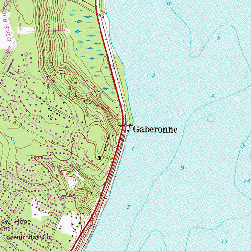 Topographic Map of Gaberonne, FL