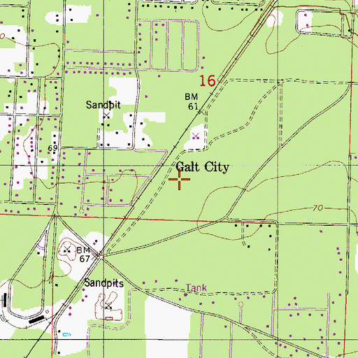 Topographic Map of Galt City, FL