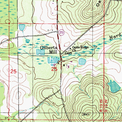 Topographic Map of Gilberts Mill, FL