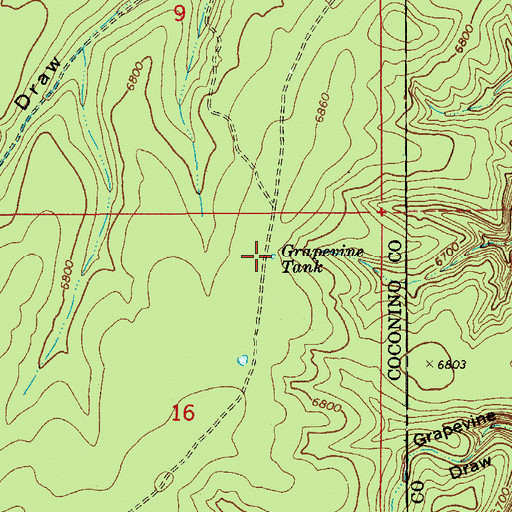Topographic Map of Grapevine Tank, AZ